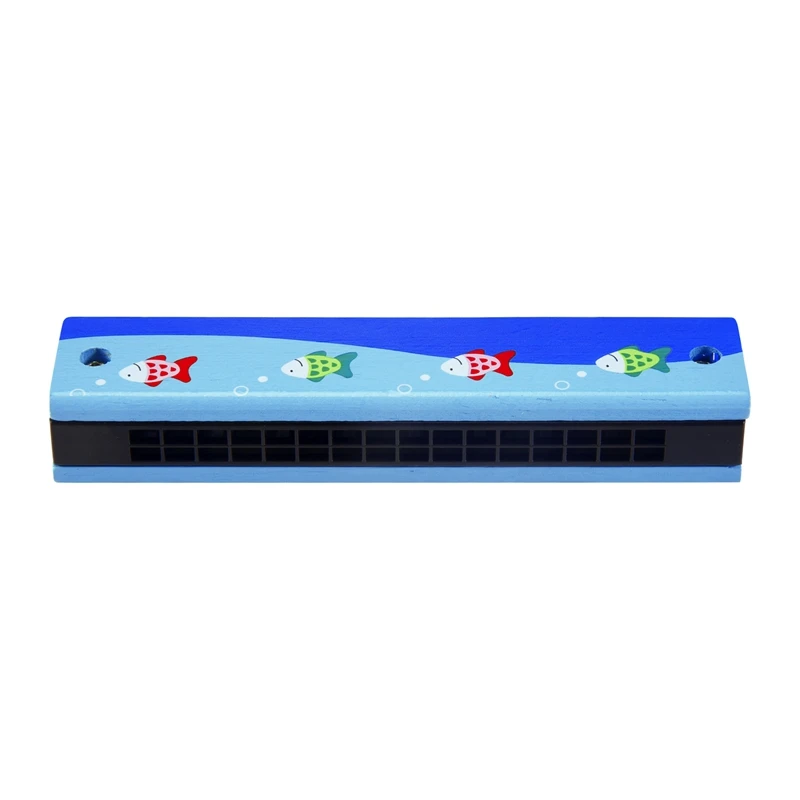 

Wooden Harmonica For Children Toys Musical Instruments 16 Holes Double-Row Blow Cartoon Woodwind Mouth Harmonica