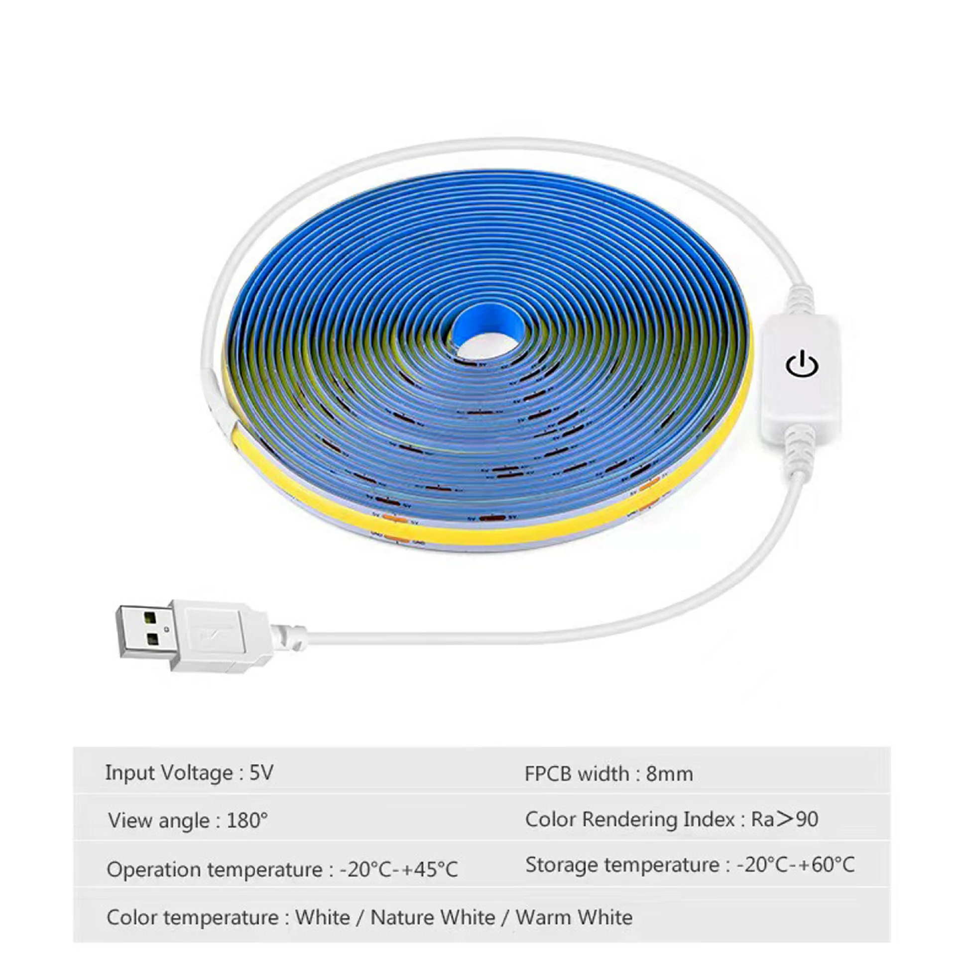 High Quality FOB COB LED Strip Light 5V USB LED Tape Touch Sensor Switch For Kitchen Under Cabinet Lighting