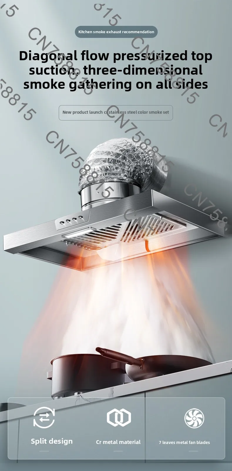 Powerful Rental Room Range Hood，Large Suction Kitchen Exhaust Fan, Smoke Collection Fan for Efficient Ventilation and Airflow