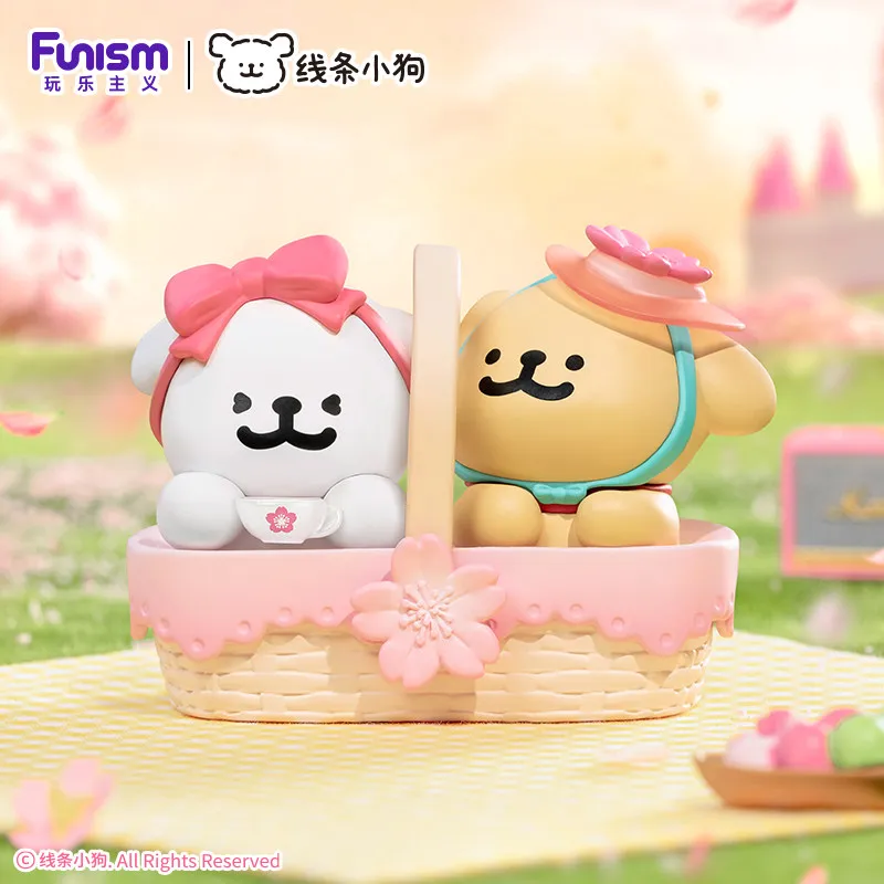 

Funism Authentic Line Puppy Blind Box Romantic Sakura Collectible Action Figure Desktop Decor Doll Gift for Girls