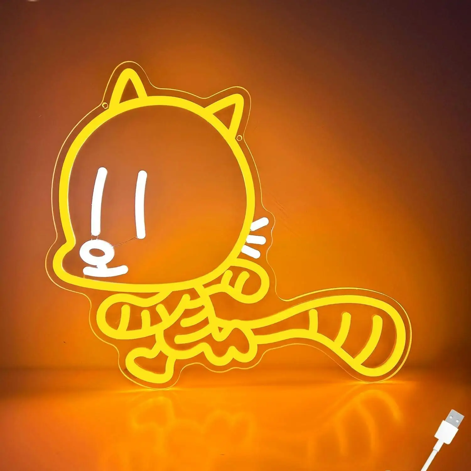 

Неоновая вывеска «Милый кот» / Светодиодный светильник «Кавайный енот» для детской спальни, игровой комнаты, декора полки для игрушек, подарок для любителей животных, ночник