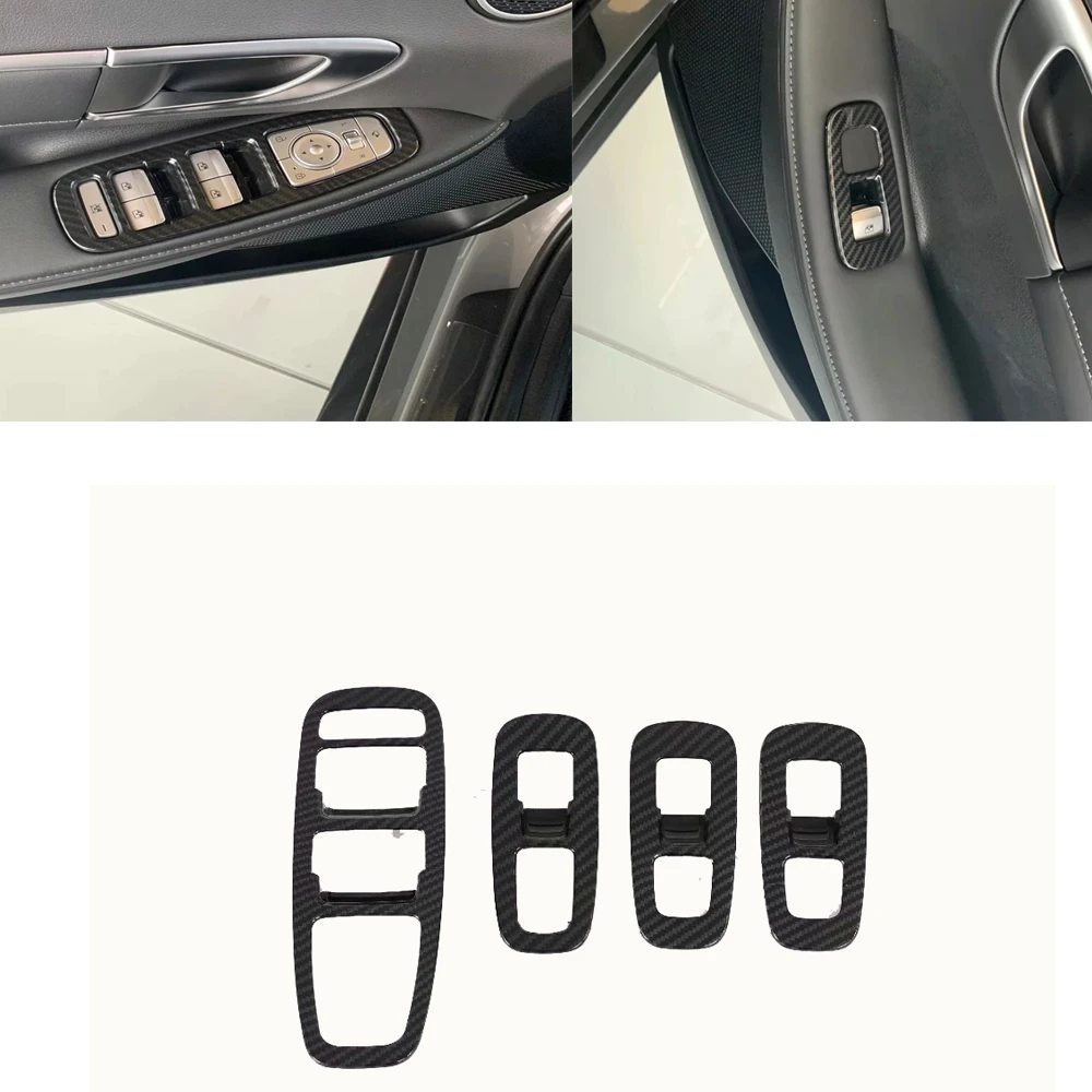 For Hyundai Sonata DN8 2020 2021 2022 Inner Car Windows Control Panel Cover Stickers Moulding Trim Auto Styling Accessories