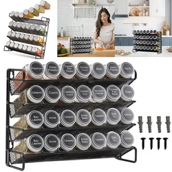 Kitchen Spice Rack 4 Tier Herb Jar Free Standing Wall Mounted Counter Storage Organiser Shelf Bathroom Makeup Holder