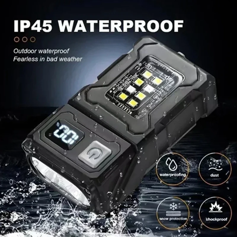 【Popular】MINI USB Rechargeable LED Flashlight Portable Tail Magnet Flashlight Bright Camping Lantern Side COB Emergency Light