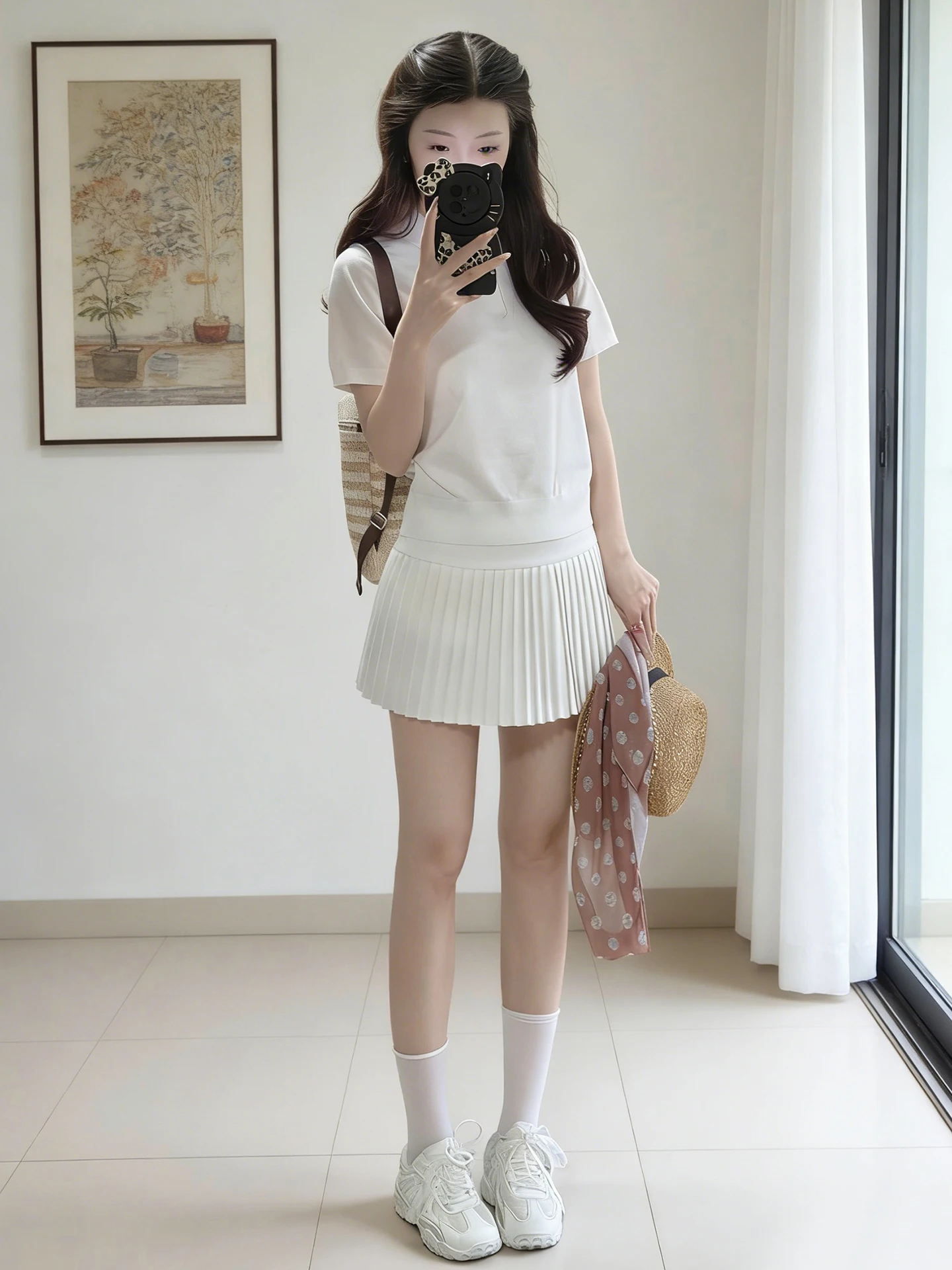 

Юбка женская плиссированная с высокой талией, А-силуэт, весна-лето 2026, защита от просвечивания, для студенток, маленький размер, свободный крой