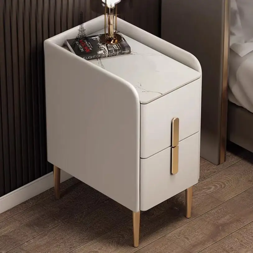 Small Bedside Cabinet Solid Wood Modern Simple And Luxurious Mini Bedside Cabinet Ultra Narrow And Very Narrow Rock Plate Storag