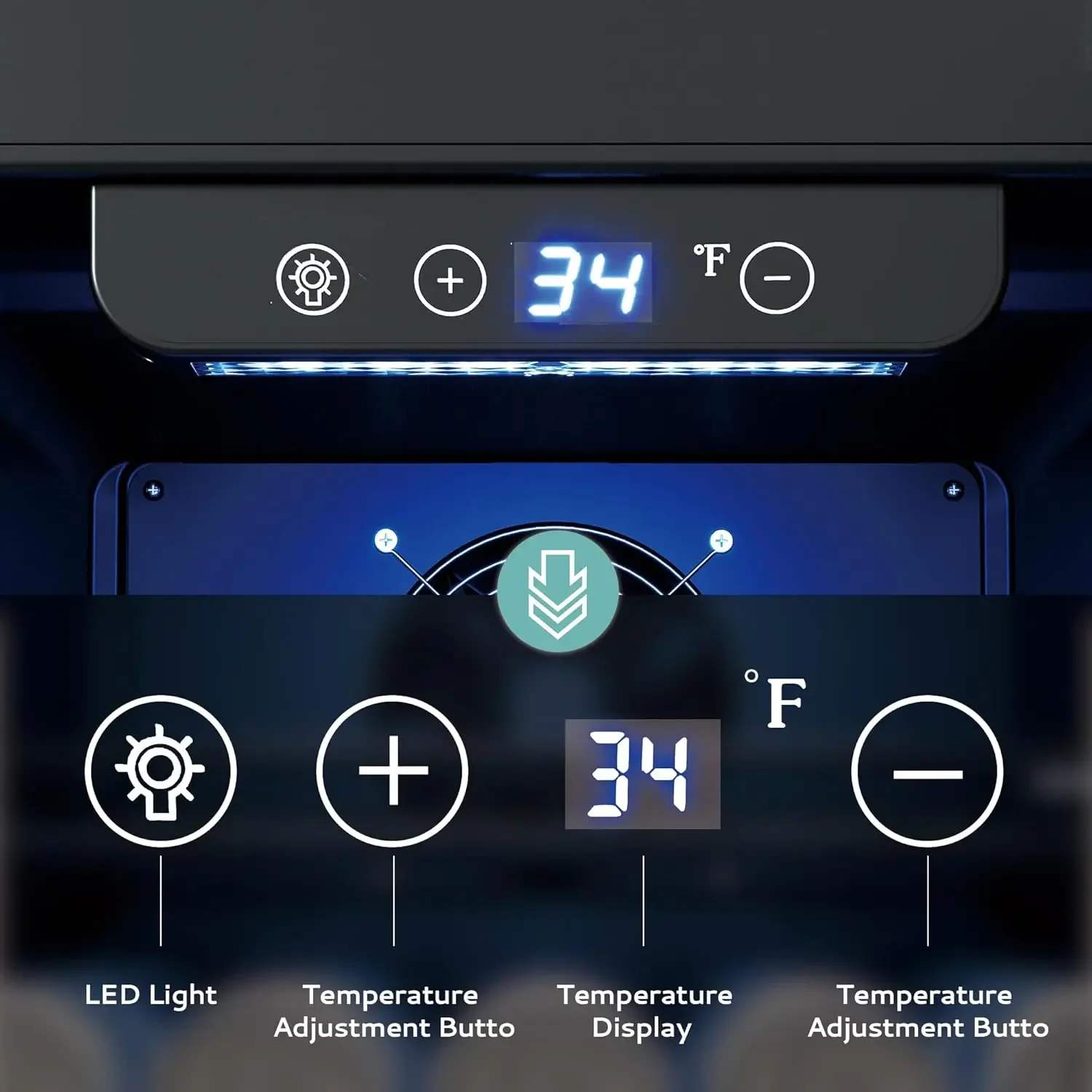 15 "ตู้เย็นเครื่องดื่มคูลเลอร์ใต้เคาน์เตอร์ 125 กระป๋องตู้เย็นเครื่องดื่มในตัวพร้อมประตูกระจก, ไฟ LED, ตู้เย็นเบียร์