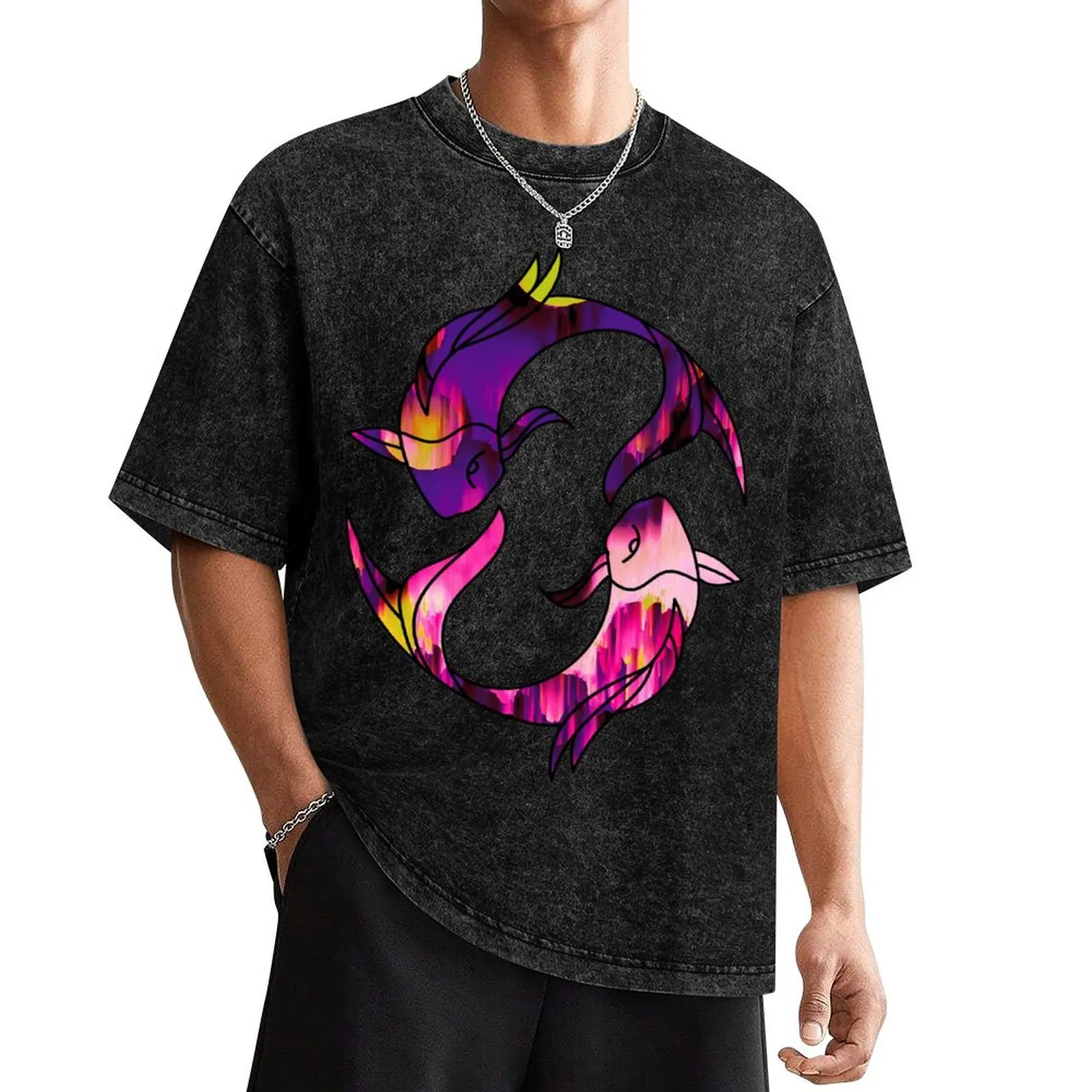 Koi Fish Trippy Glitch Art Psychedelic Glitchcore T-Shirt graphic t shirt vintage T-shirts oversize heavyweight t shirts for men