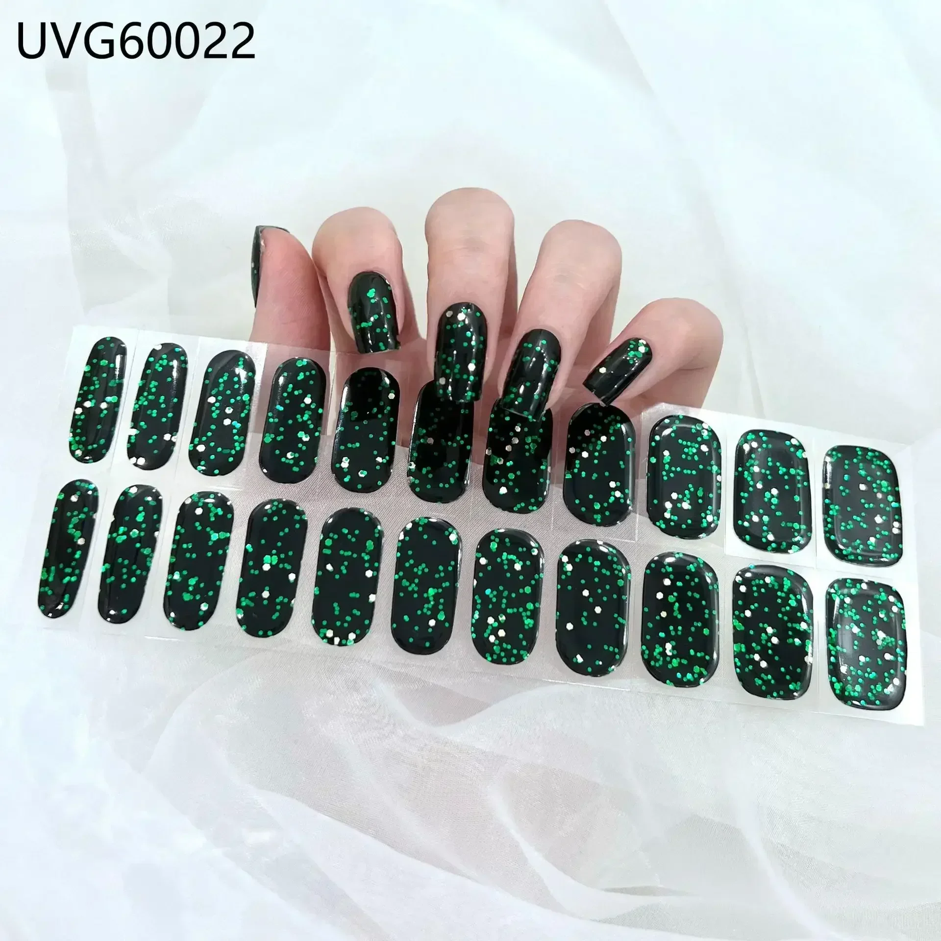 16/20/22 Tips Semi-Cured Gel-Nagel-Wraps, vollflächige Maniküre, DIY, wasserfest, langanhaltend, Gel-Nagel-Sticker-Set, für UV-Lampe erforderlich