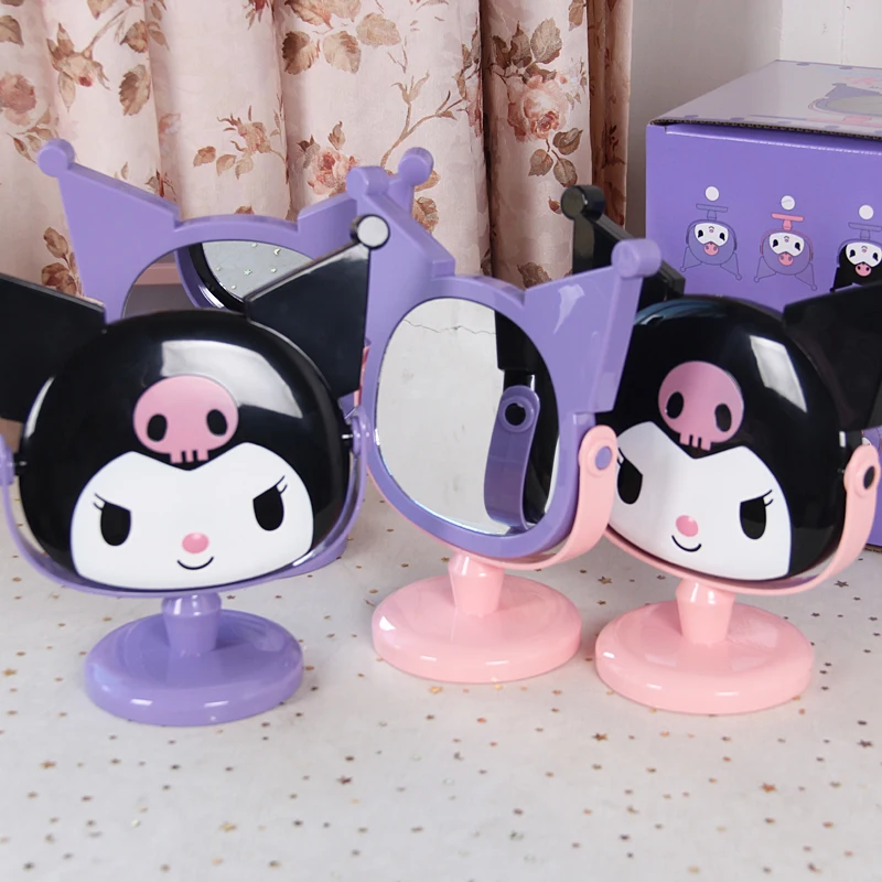 Kuromi-Espejo de mesa para niños, tocador de escritorio, maquillaje, estudiante, chica, anime, regalo de cumpleaños, Corea