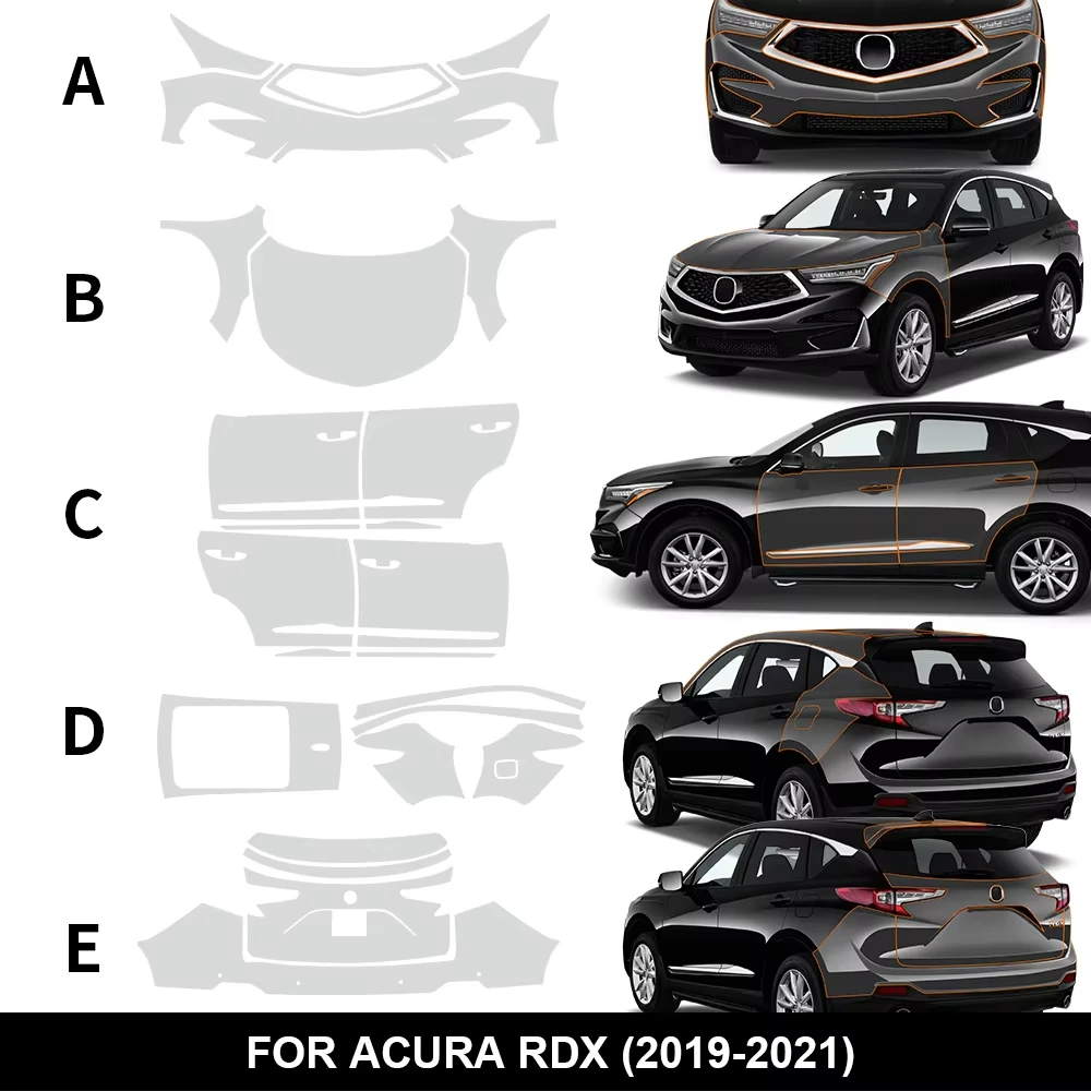For Acura RDX 2019 2020 2021 TPU Bumper Hood Pre-cut PPF Kit Clear Paint Protective Film Custom Anti Scratch Self Healing Shield