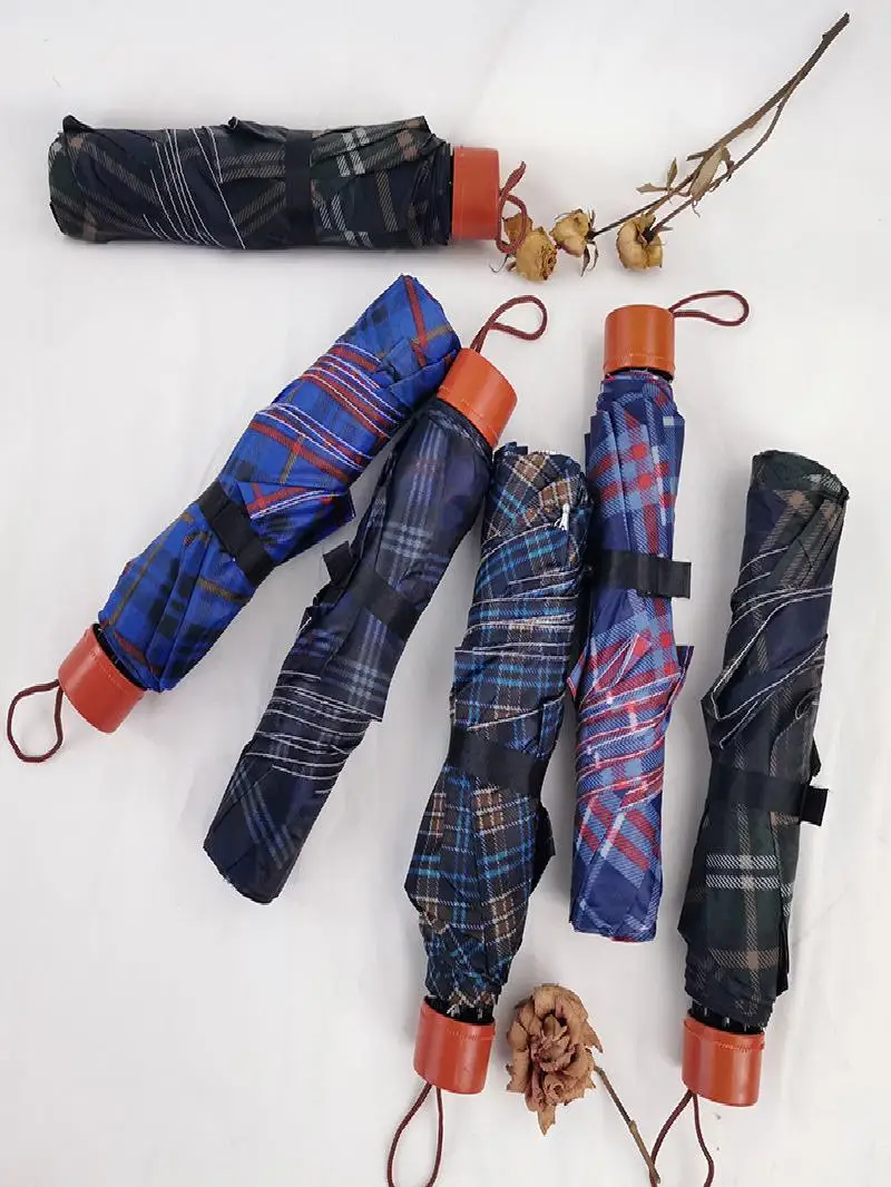 

Ручной складной зонт с клетчатым узором, компактный, недорогой, мужской, легкий, удобный для переноски, для ежедневного использования дома и на улице