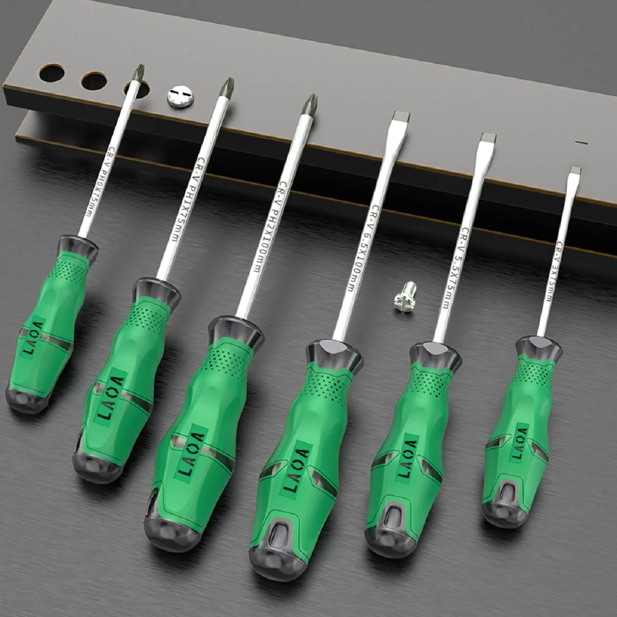 LAOA 6/9PCS Magnetic Screwdriver Set, Non-Slip Rubber Handle, Phillips & Flat Head, Household Electrical Machinery DIY Tool Kit