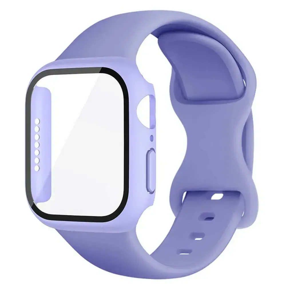 Couvercle de protection d'écran pour Apple Watch, verre, étui, bracelet, 45mm, 44mm, 41mm, 40mm, 38mm, 42mm, iWatch Series 9, 8, 7, 6, SE, 5, 4