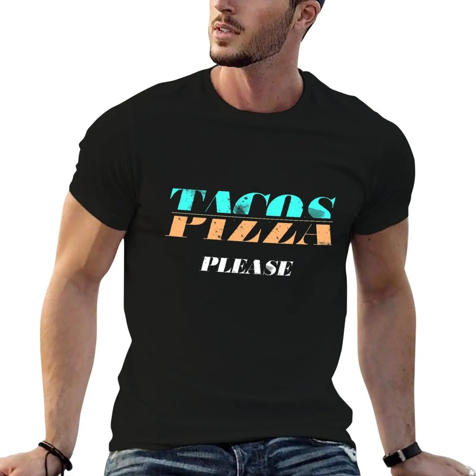 

man for t-shirt cotton oversize anime package Pizza shirts plain black t & T-Shirt Please Tacos