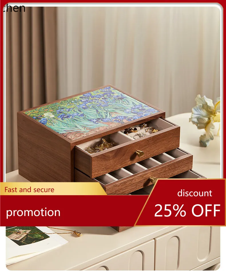 Zml jewelry box - anti-tarnish earring, necklace, and jewelry organizer - exquisite high-end storage box