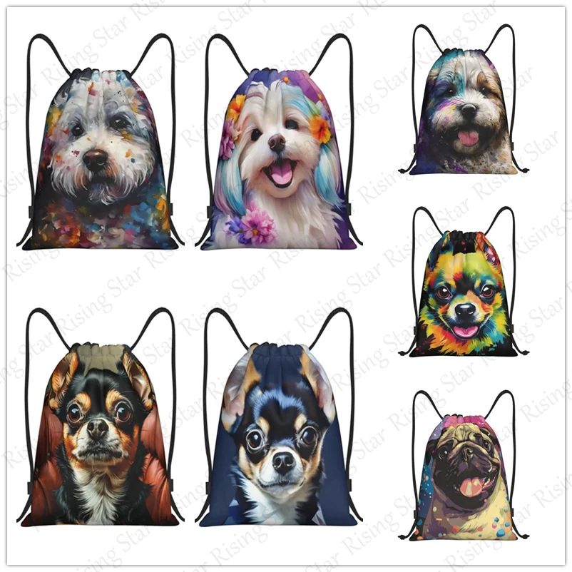dog Cute German Shepherd Bicycle Backpack Gym Drawstring Shoe Bag Multifunctional Sports Bag Beach Travel Backpack Unisex Gift