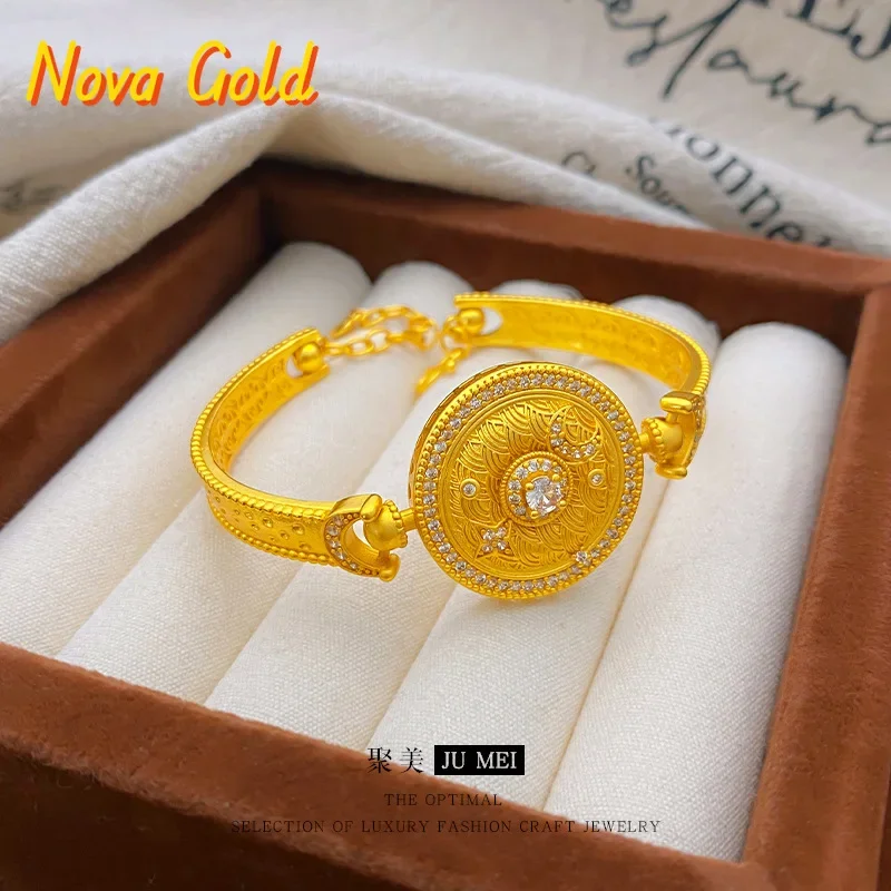 

NovaGlod 9999 24K real gold new Chinese design ancient gold exquisite diamond transfer starry sky bracelet female lucky star tra