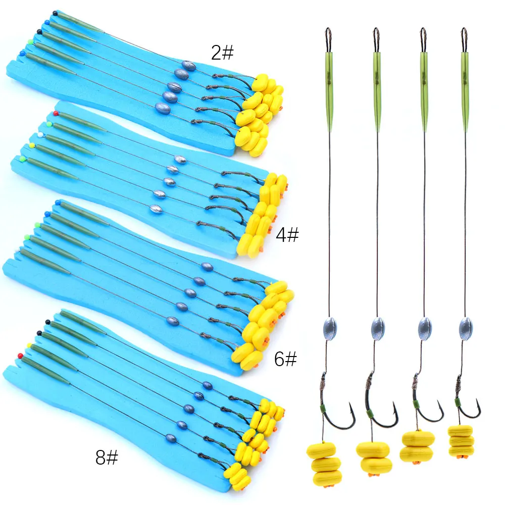 5 Stück Karpfenangeln Vorgefertigte Hair Rig mit gebogenem Haken, Pop-Up-Köder, Mais-Boilie-Method, Feeder-Terminal-Tackle-Zubehör