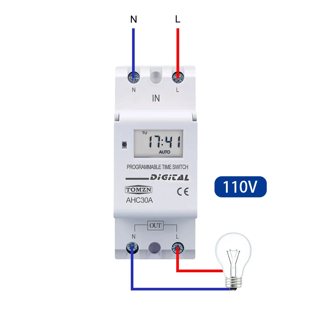 TOMZN Neuer DIN-Schienen-Einphasen-Wochenzeitschalter, programmierbar, digital, 7 Tage, Relais-Timer-Steuerung, AC 220V 230V 12V 24V 48V 16A