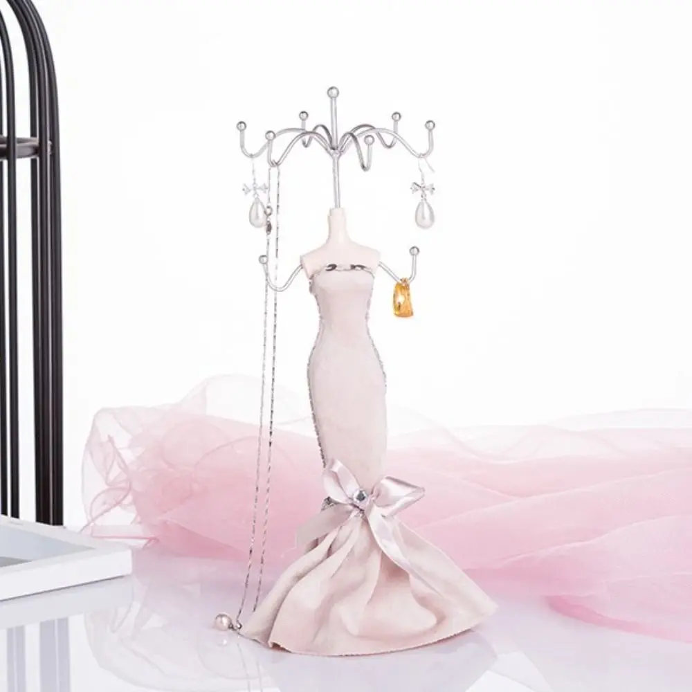 Organizer Rack Necklace Mannequin Display Stand Ring Princess Earrings Stand Holder Display Elegant Ribbon
