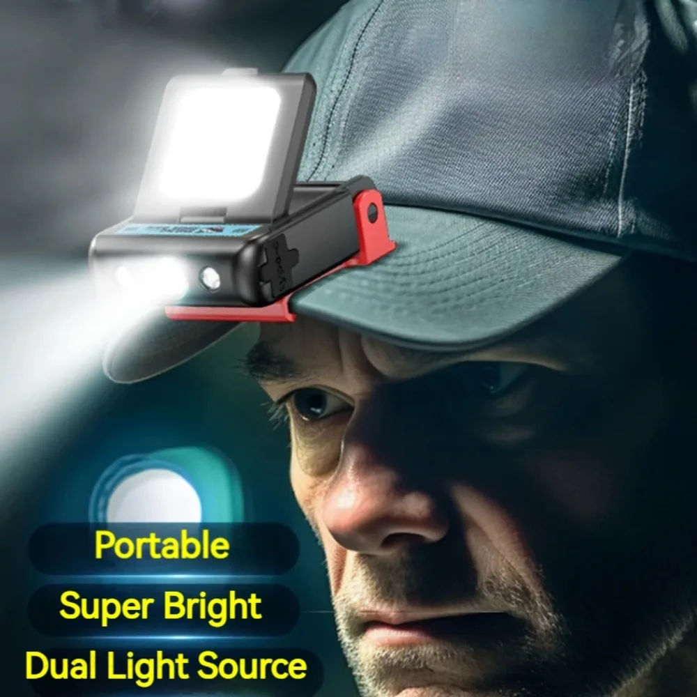 Smile Shark TD0148 LED Headlight Portable Hat Clip Rechargeable Flashlight for Camping Fishing And Night Work