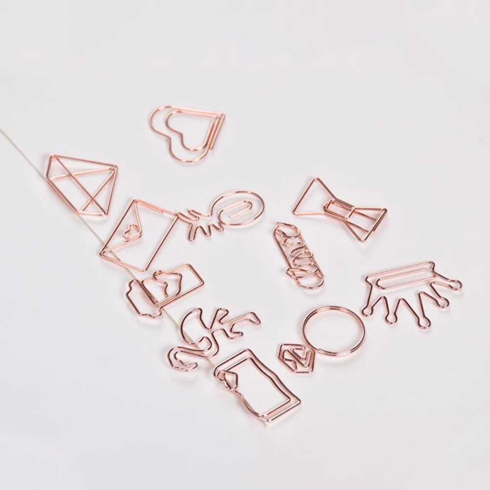 

24Pcs Rose Gold Coffee Cup Paper Clips Creative Shape Bookmark Paper Clamp Clips for Office School Pin Holder Stationery