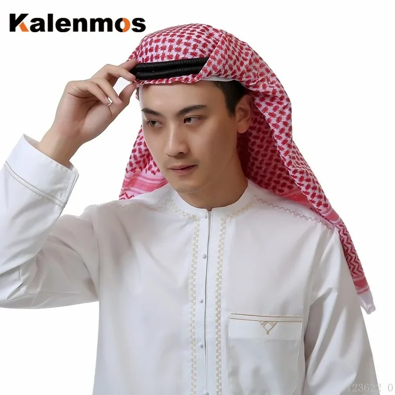 Head Scarf Muslim Hijab Man Multifunction Tactical Wrap Bandana Palestine Islamic Military Plaid Shawl Tassel Keffiyeh Shemagh