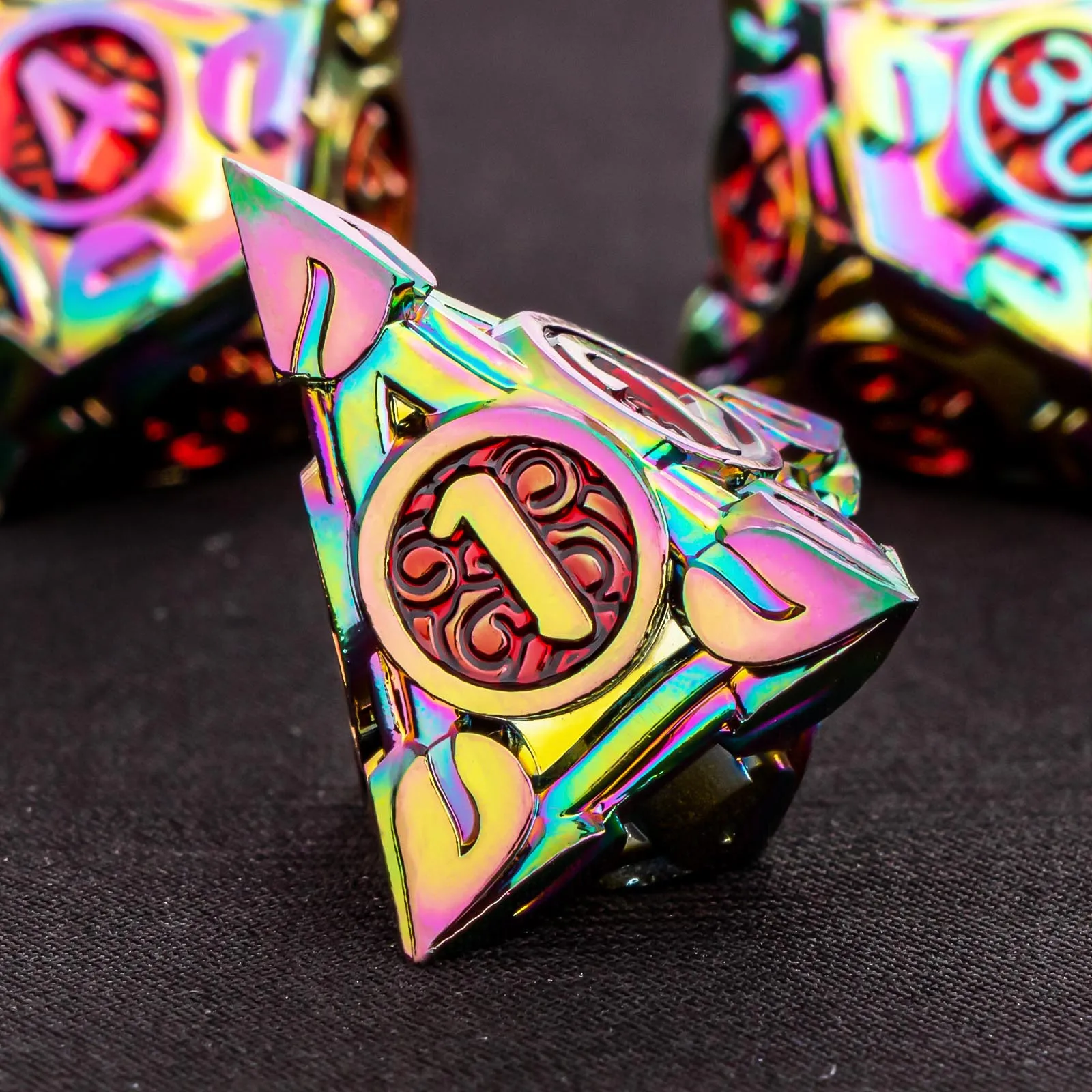 7 قطعة أوراق فاينز الطبيعية DND مجموعة نرد معدنية D & D ، الزنزانة والتنين آر بي جي لعب الأدوار النرد ، نرد متعدد السطوح D4 D6 D8 D10 D12 D20 #3