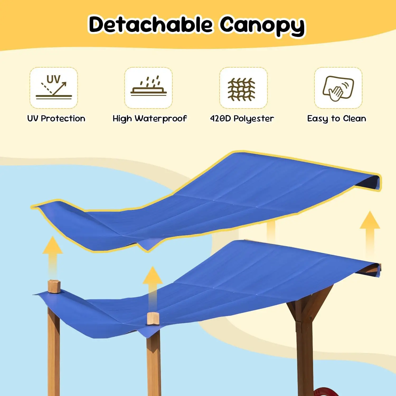 Arenero de Barco Pirata grande con cubierta, caja de arena de madera con dosel, timón, asiento y espacio de almacenamiento oculto, conjunto de juegos para patio trasero al aire libre