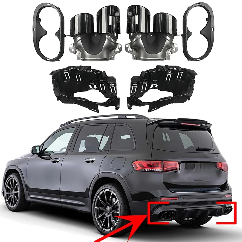 

High Quality Rear Bumper 4 Outlet Exhaust Tips Muffler Pipe For GLB X247 GLB180 GLB200 GLB220 GLB250 GLB35 2020-2024