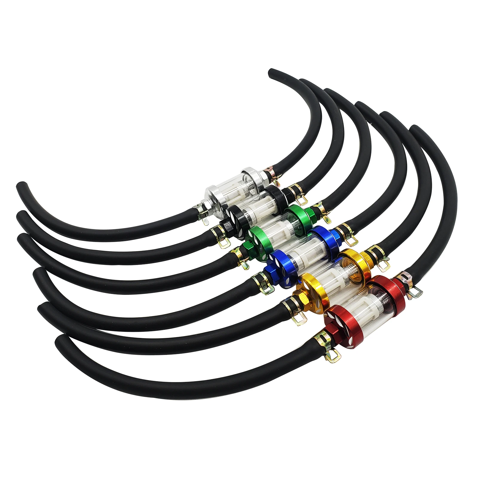 8mm Motorcycle Inner Fuel Filter Gasoline Filters + Petrol Fuel Line Hose + Clips Moto Scooter Dirt Bike CNC Aluminium Alloy image 2
