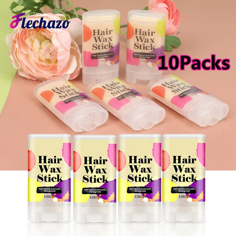 Tiny Hair Wax Stick 15G 10Pcs Hair Stick To Keep Flyaways Down Long Lasting Hair Pomade Stick To Slick Back Ponytails Updo Buns