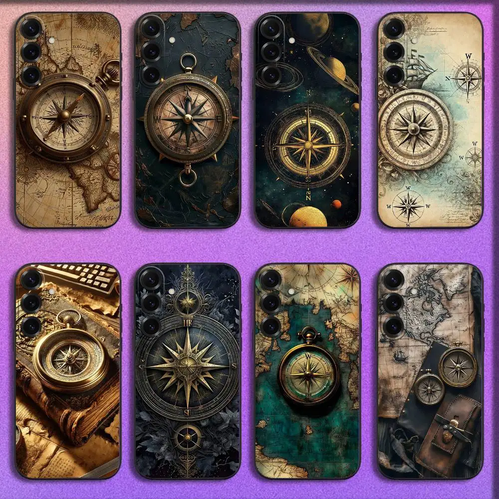 

Vintage compass Phone Case For Samsung S25,S24,S21,S22,S23,S30,Ultra,S20,Plus,Fe,Lite,5G Black Cover
