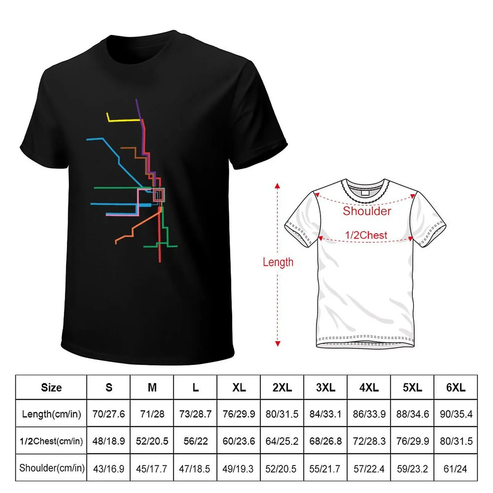 Chicago Transit Map T-Shirt High Elasticity Sports Tee Shirt