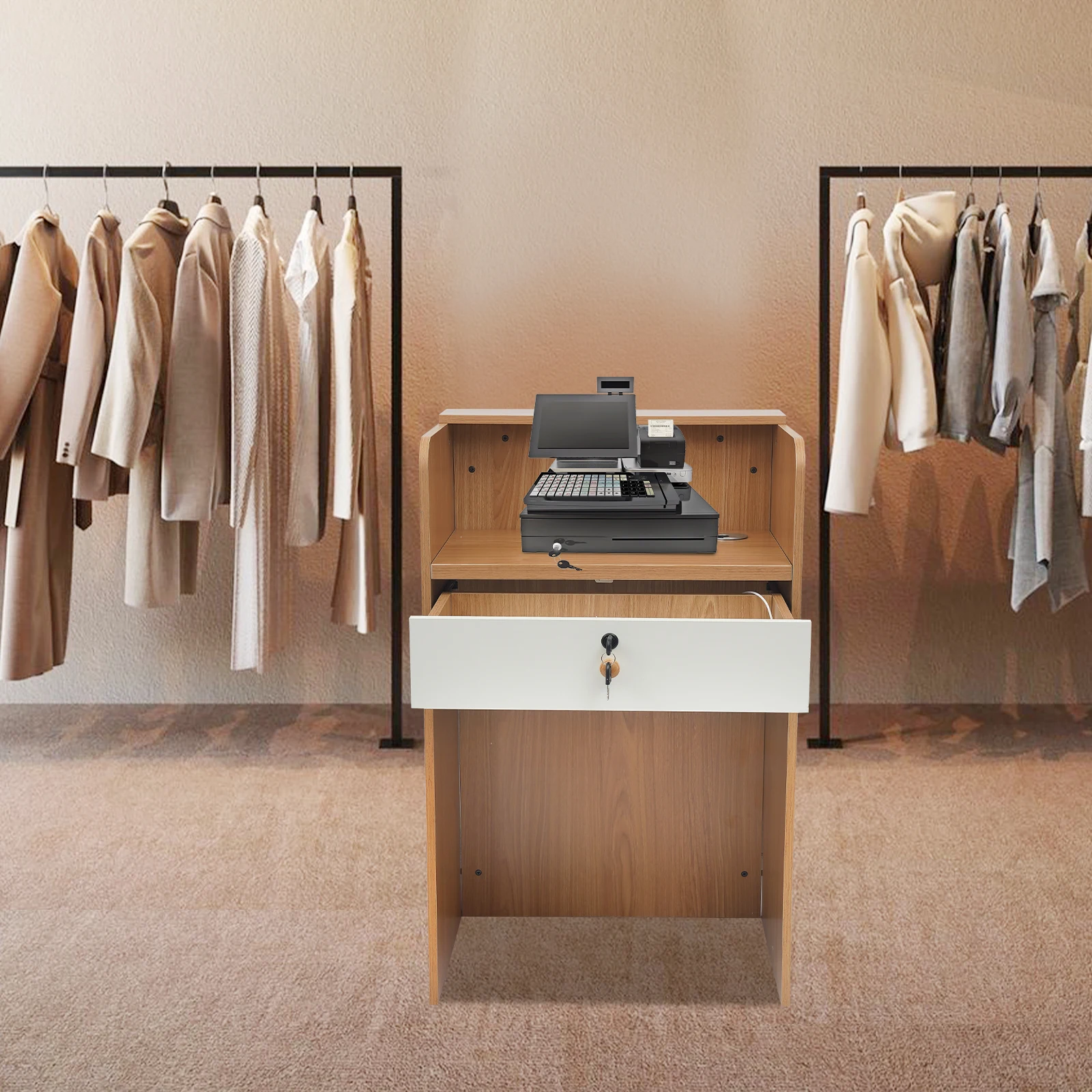 مكتب استقبال مع ضوء LED درج قابل للقفل مكتب الخروج أضواء 4-ألوان للبوتيك/المقهى/متجر البيع بالتجزئة #2