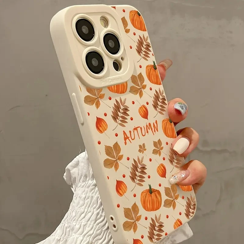 Autumn Maple Leaves Pumpkin Pattern Design Phone Case For Xiaomi 14T Pro 13 12 11 Lite 5G 15 14 13 13T 12T Soft Silicone Cover - view 4
