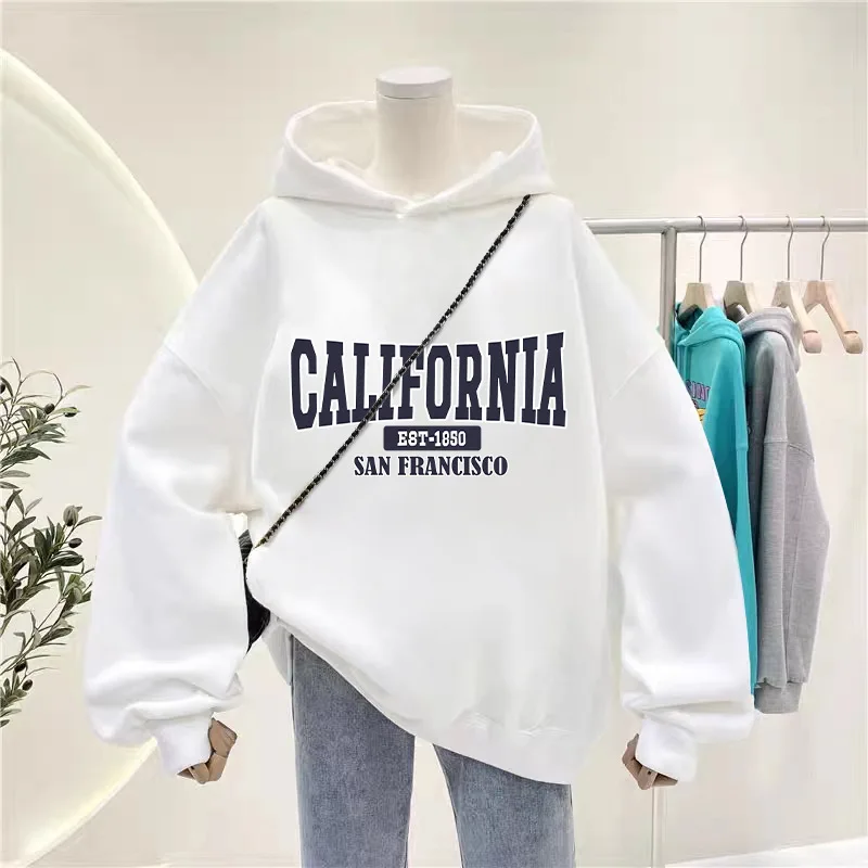 Girls' Hoodie Spring and Autumn New California San Francisco Letters Printed Boy Clothes Foreign Style Coat Velvet Coat Sweater