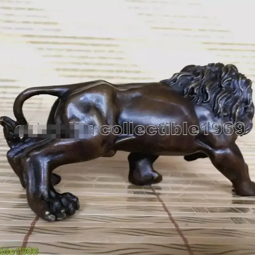 Antique Bronze lions Statue Tibet Fu Foo Dog lion copper statues figurine