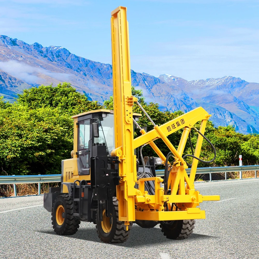 YG Wheel Road Hydraulic Guardrail Hammer Crash Barrier Pile Driver Driving Machine for Road Fence O Sh