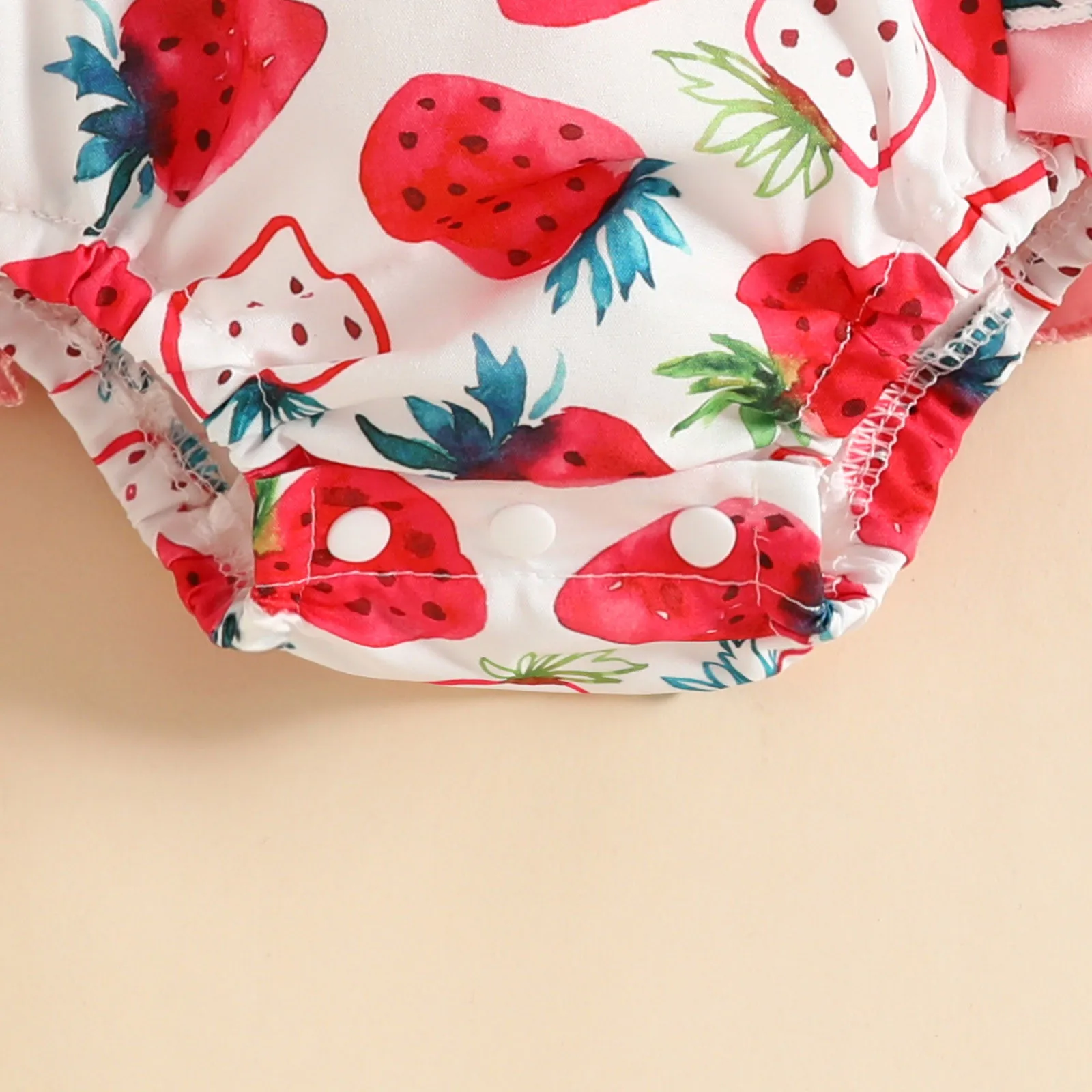 Infant Girls Sleeveless Strawberry Cow Printed Romper Newborn Ruffles Backless Bodysuits Headbands 0-18 Months Summer Clothes