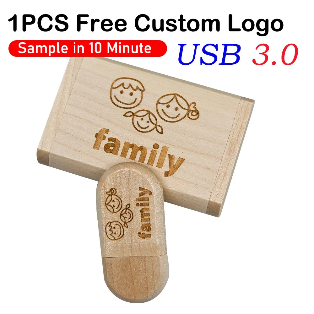 USB 3.0 High Speed Wooden Box Personal Logo Customer Pendrive 8GB 16GB 32GB 64GB USB Flash Drive Pen Drive U Disk