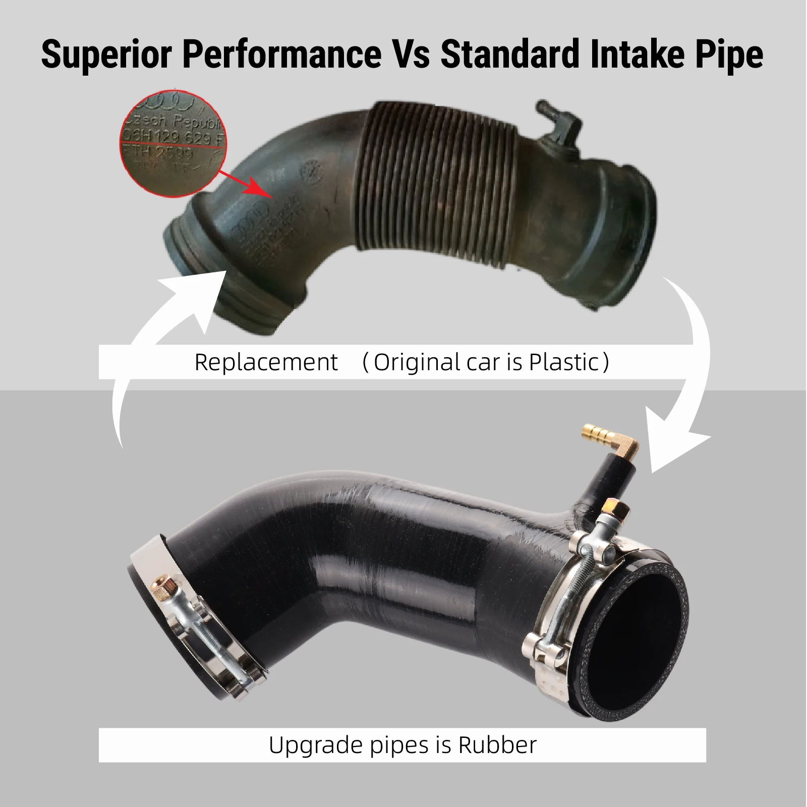 PIKBUK High Quality Air Inlet Tube Silicone Intake Hose Pipe For AUDI A5 8T A4 B8 1.8 2.0 TFS 06H129629F