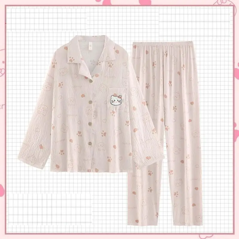 

Симпатичные пижамы Sanrios, брюки с длинными рукавами для девочек «Hello Kitty», можно носить на улице, милый повседневный подарок в студенческом стиле для подруги