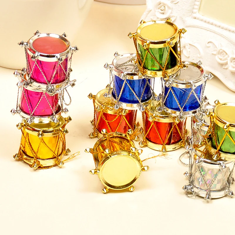 

12pcs Mini Drum Christmas Pendant 3cm Colorful Xmas Tree Hanging Pendant New Year Decoration Colorful Ornament Party Supply