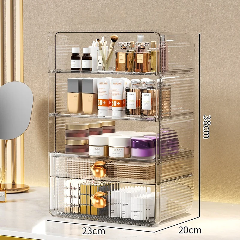 Cosmetics Storage Box Desktop Large Capacity Clear Dresser Drawer Type Storage Box Dustproof Skin Care Products Storage Rack