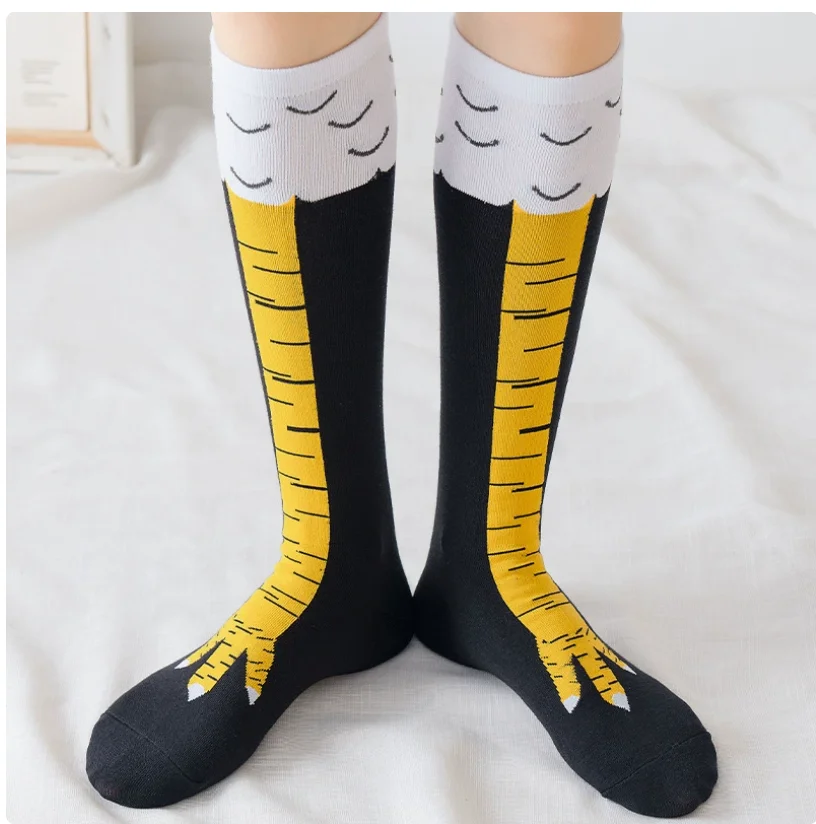 10 Pairs/Lot Punk Style Cute Long Over Knee High Stocking Funny Female Women Girls Chicken Stocking Free