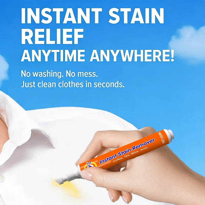 Portable Stain Remover Pen, No‑Rinse Travel Fabric Cleaner, Removes Grease, Blood, Coffee Stains for Multi‑Fabrics