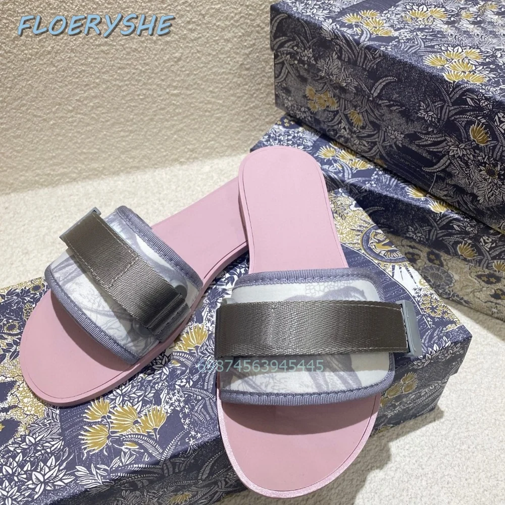 Leisure Mixed Color Slippers Luxury Women Straps Outside Vacation Slides 2024 Round Open Toe Fashion Flats New Comfortable