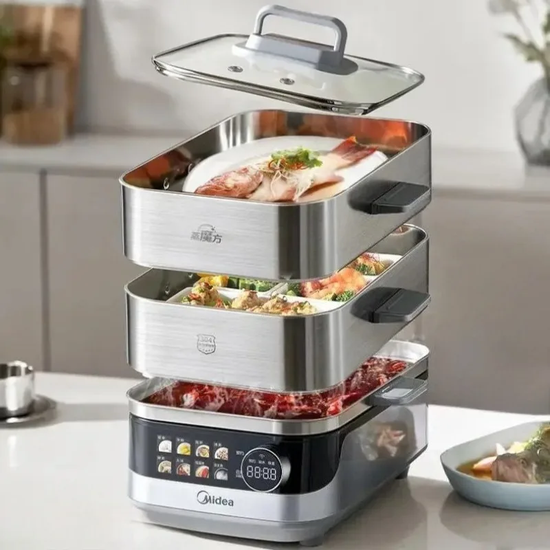 Midea electric steamer multi-functional large capacity stainless steel removable washable for household cooking
